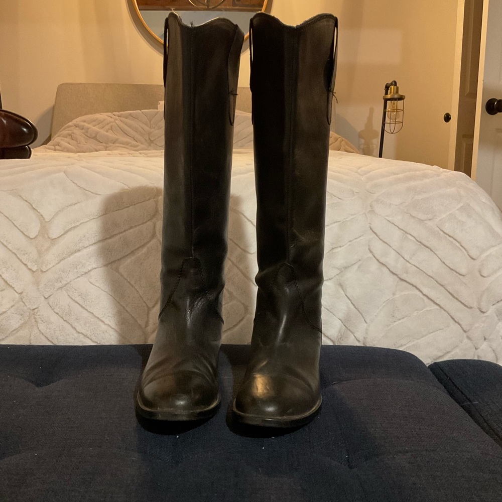 Black Genuine Leather Riding Boots | Size 8.5 - Picture 2 of 8